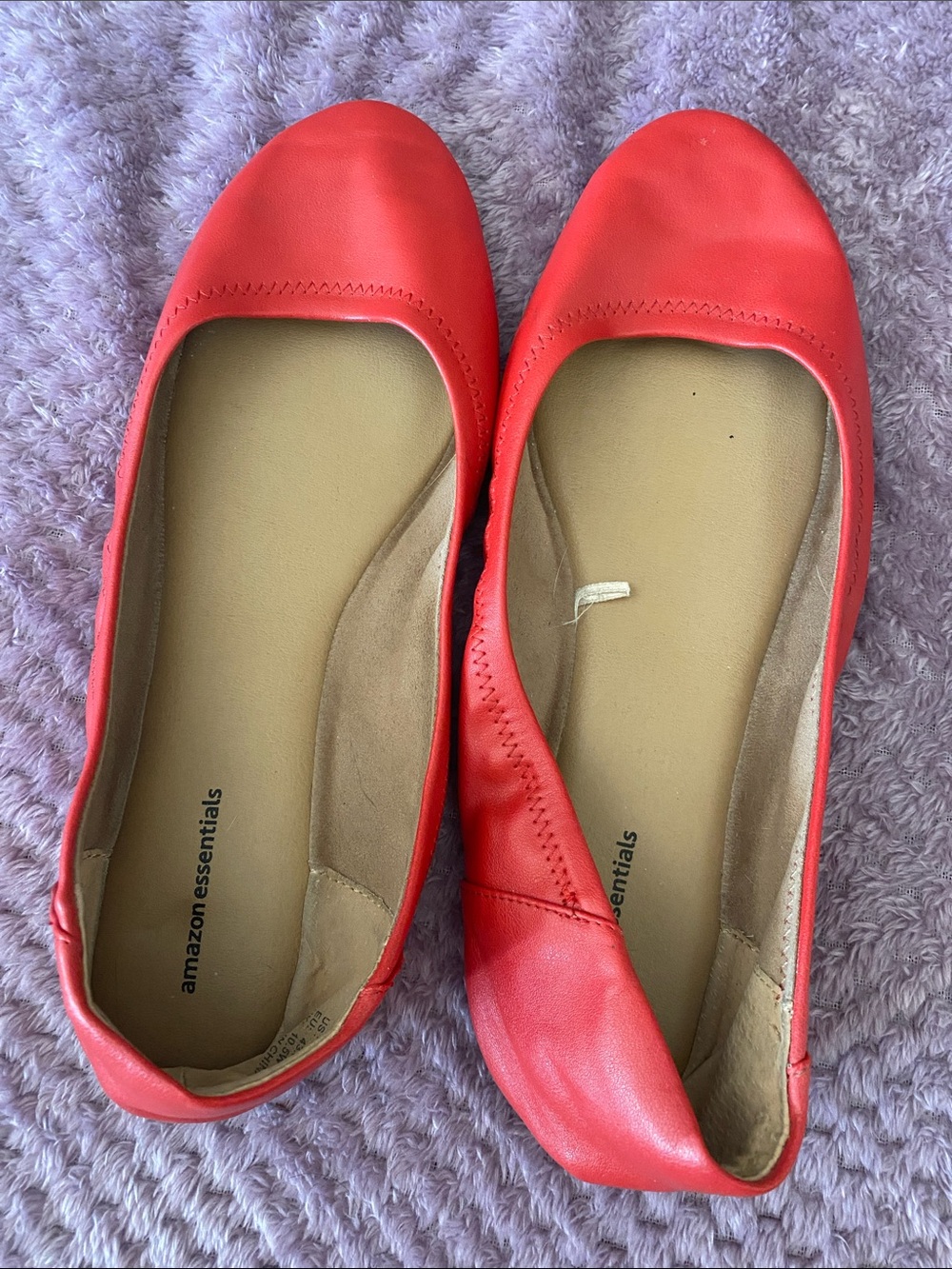 Amazon Essentials Red Women's Slip-On Ballet Flats